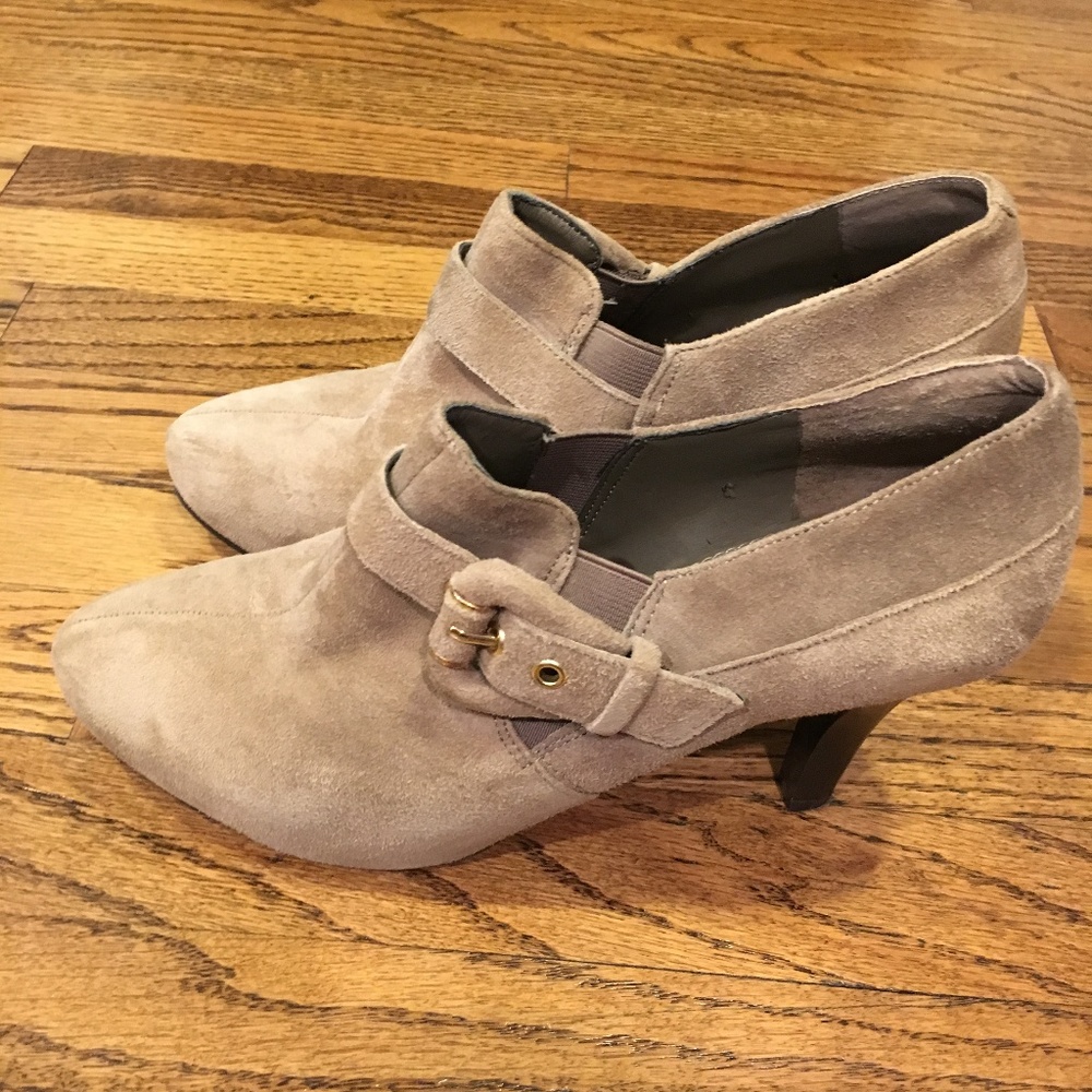 Alex Marie Taupe Suede Booties, 6.5